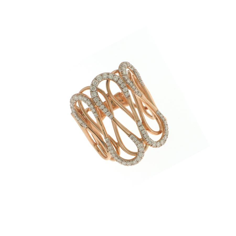 ANELLO ORO ROSA ONDE DIAMANTI KT 0.86 - GR 11.00 - VALENTINA CALLEGHER