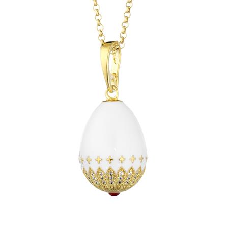 OVETTO ARGENTO DORATO E SMALTO BIANCO - TSARS COLLECTION