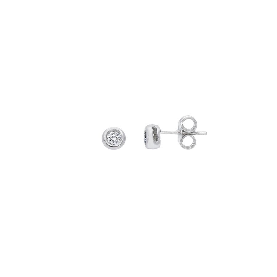 ORECCHINI PUNTOLUCE CASTONE BATTUTO ORO BIANCO 18 KT - DIAMANTI 0.14 KT - SONGA LJ
