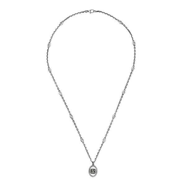 COLLANA GG MARMONT 70CM CON PENDENTE GG - ARGENTO BRILLANTE INVECCHIATO - GUCCI SILVER JEWELRY