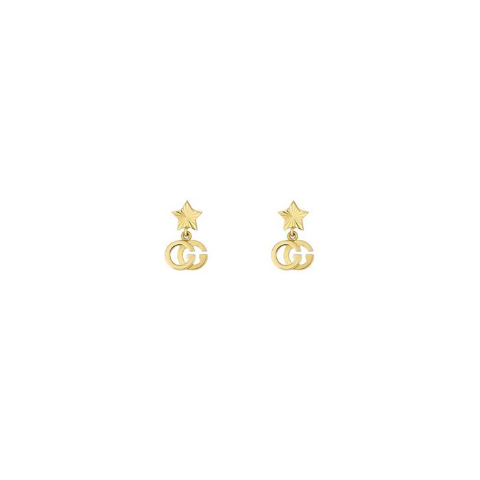 GUCCI INTERLOCKING ORECCHINI CON DOPPIA G E STELLA ORO GIALLO 18KT GUCCI FINE JEWELRY Cedro Gioielleria