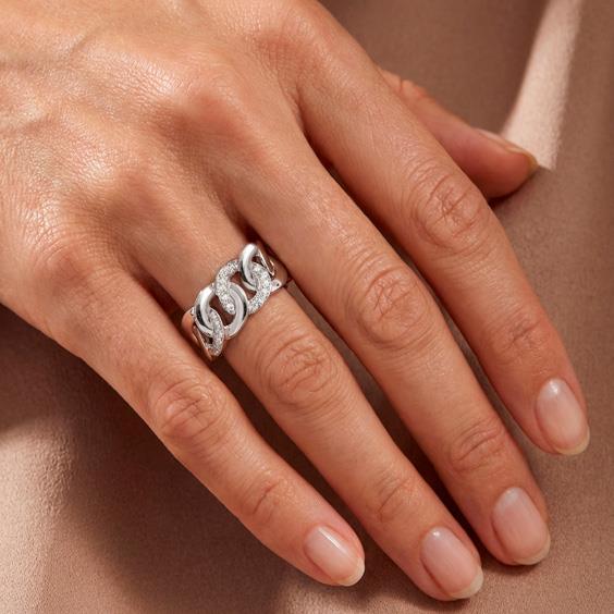 ANELLO NOON ALTERNATO ORO BIANCO18 KT CON DIAMANTI KT 0.58 - GR 11.68 - MISURE 18 ALLA 21 A 22  - BUONOCORE