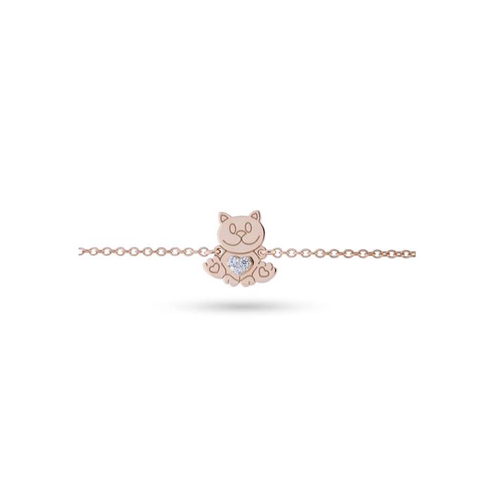 BRACCIALE ORO ROSA GATTINO DIAMANTI - D. 0.03 - GR 1.87 - BUONOCORE