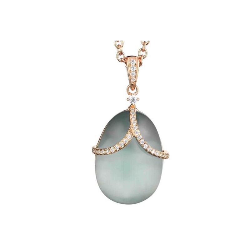 COLLANA ROSE CON CIONDOLO IN QUARZO VERDE - TSARS COLLECTION