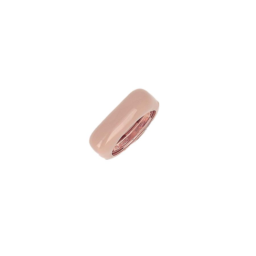 ANELLO "BRIO" RETTANGOLARE PICCOLO ROSA LUCIDO SMALTO ROSA MOUSSE CHIARO - PESAVENTO