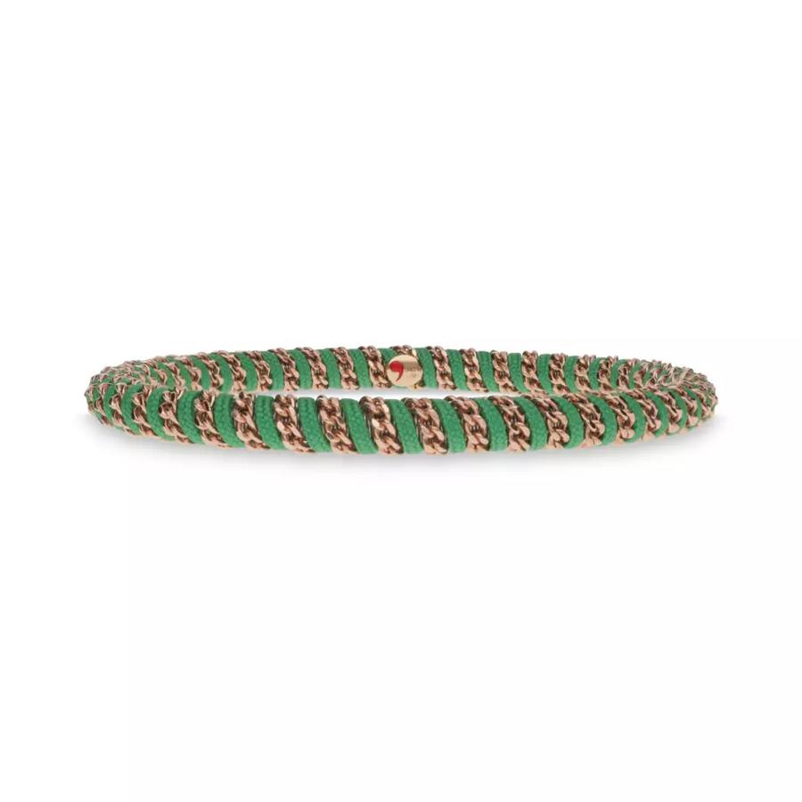 GIÒ COLOR VERDE BANDIERA - BRACCIALE ELASTICO IN CORDURA NAUTICA E ORO ROSA 18 KT - ROBERTO DEMEGLIO