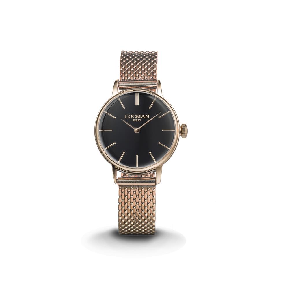 1960 SOLO TEMPO DONNA ROS&Egrave; BRACCIALE MILANO - QUADRANTE NERO QTZ - LOCMAN