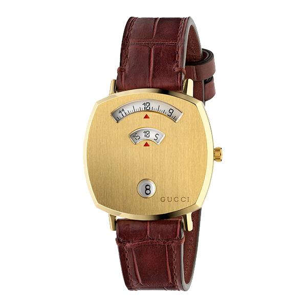 OROLOGIO GRIP, 35 MM - CASSA IN PVD ORO GIALLO / CINTURINO PELLE BORDEAUX - GUCCI TIMEPIECES