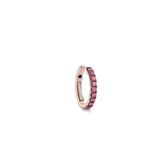 EARCUFF MONO A SCATTO ORO ROSA 18KT CON ZAFFIRI ROSA - BUONOCORE