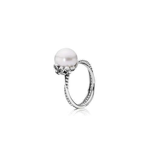 SILVER RING, WRHITE FRESHWATER CULTURED PEARL - MIS 56 - PANDORA
