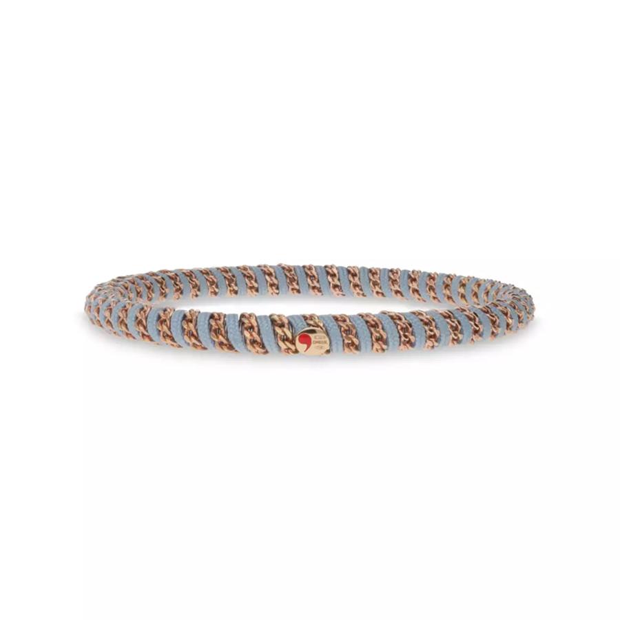 GIÒ COLOR CELESTE - BRACCIALE ELASTICO IN CORDURA NAUTICA E ORO ROSA 18 KT - ROBERTO DEMEGLIO