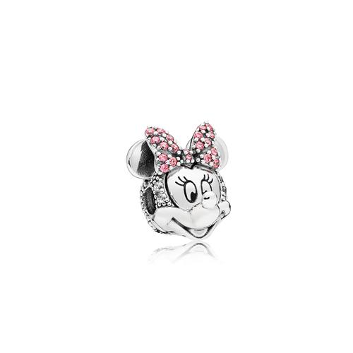 DISNEY MINNIE SILVER CLIP WITH CLEAR AND FANCY PINK CUBIC ZIRCONIA - PANDORA