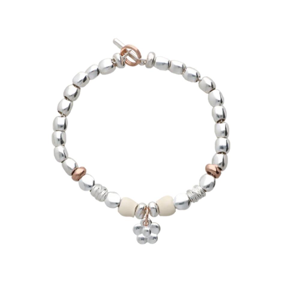 BRACCIALE BLOOM IN ARGENTO 925, ORO ROSA 9 KT E SMALTO AVORIO - RUBINIA SASSOLINI