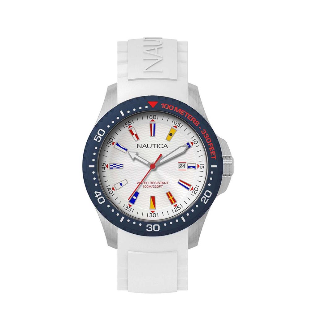 NAUTICA JONES BEACH ACCIAIO CINT BIANCO - NAUTICA