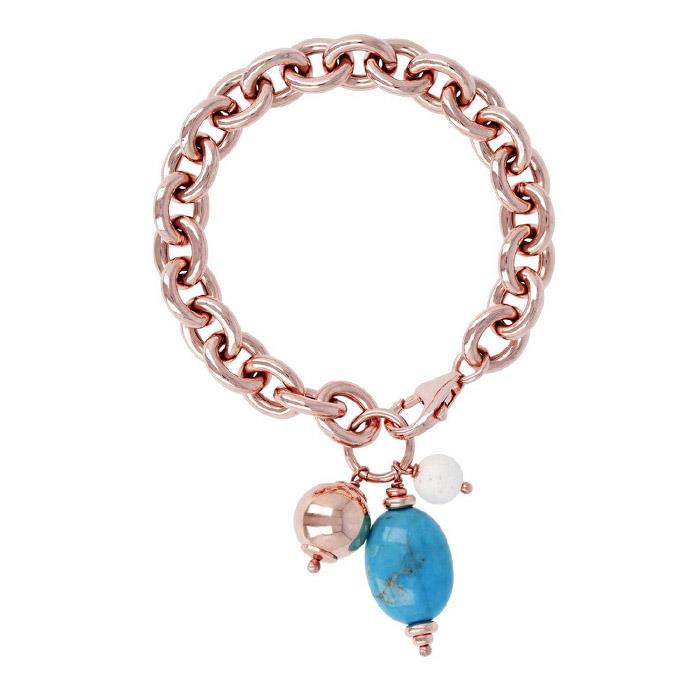 BRAQCCIALE CON CIONDOLO ROSE GOLD/TURQUOISE - BRONZALLURE