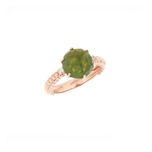 ANELLO  IN ORO 9 CT. CON VESUVIANITE E  BRILL. 0.03 - MINU