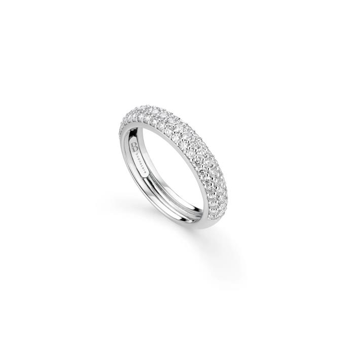 ANELLO FEDINA IN ORO BIANCO 18 KT 3 FILE DIAMANTI CT 1.61 - MIS 15 - CEDRO