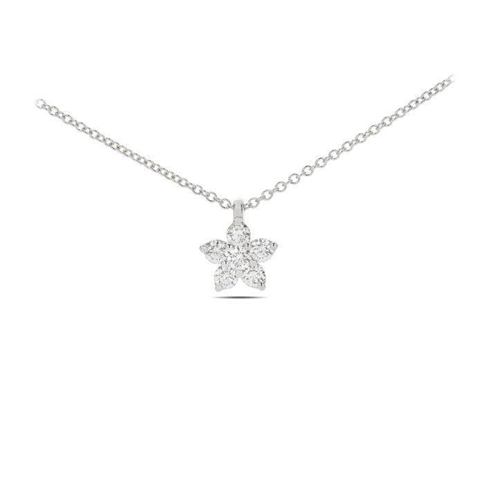COLLANA ORO BIANCO 18 KT FIORE 3^ MISURA CON DIAMANTI - GR 2.48 - KT 0.38 - BUONOCORE