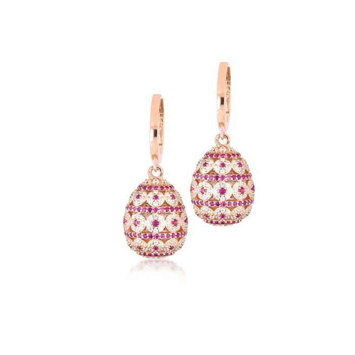 ORECCHINI 15 MM IN ARGENTO ROSE&Egrave; ZIRCONI - TSARS COLLECTION