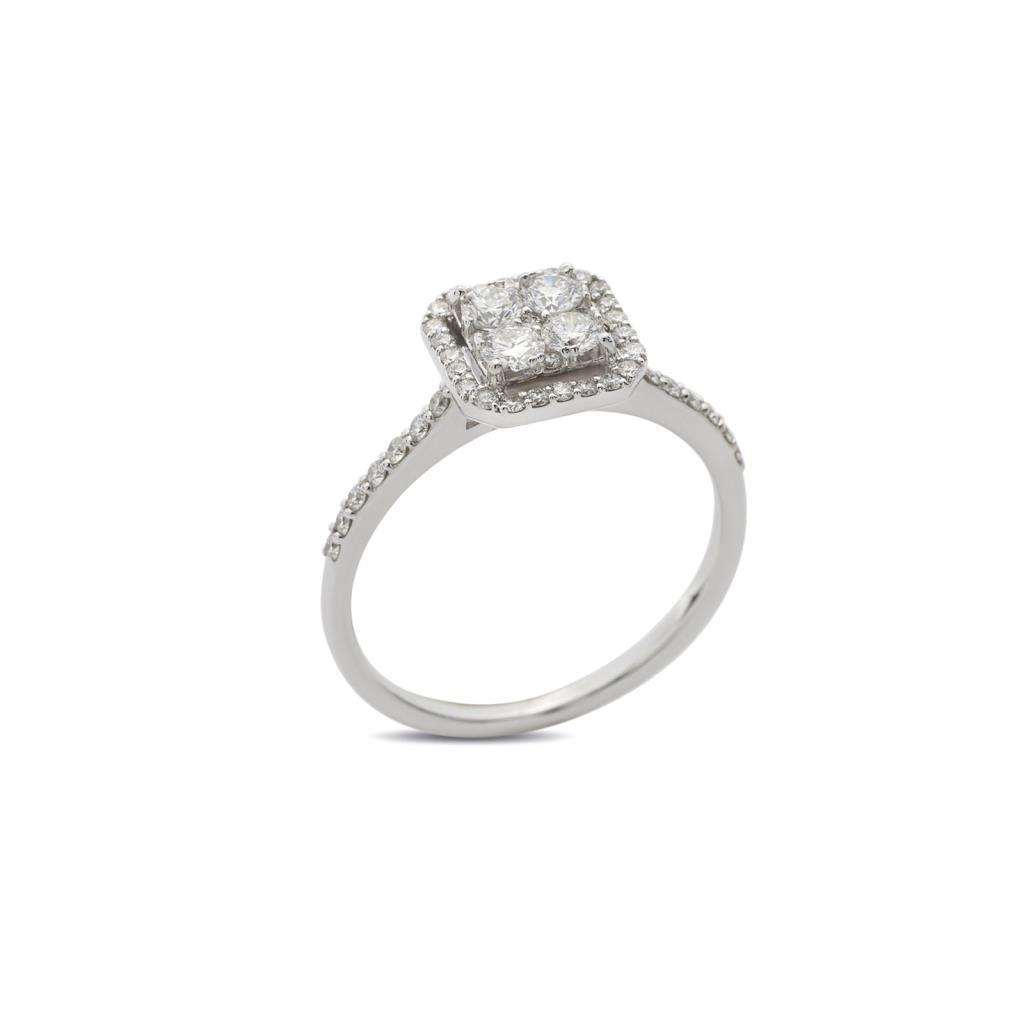 ANELLO DOPPIO QUADRATO PAVÈ O.B. DIAMANTI 0.57 - BUONOCORE