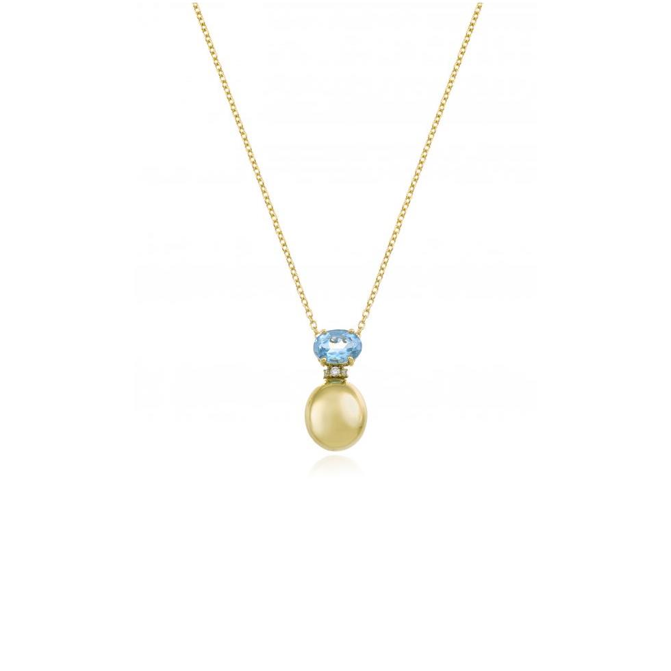 COLLANA ARMILLAS ACQUA GEMMA ORO GIALLO CON BRILLANTI BIANCHI/TOPAZIO - 45 CM - CHIMENTO