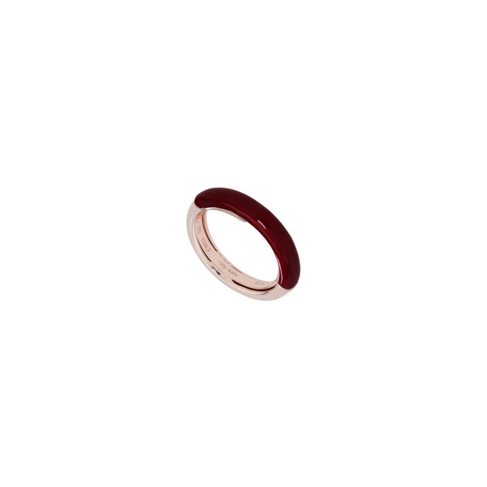 ANELLO "BRIO" ROSA LUCIDO CON SMALTO BORDEAUX - PESAVENTO