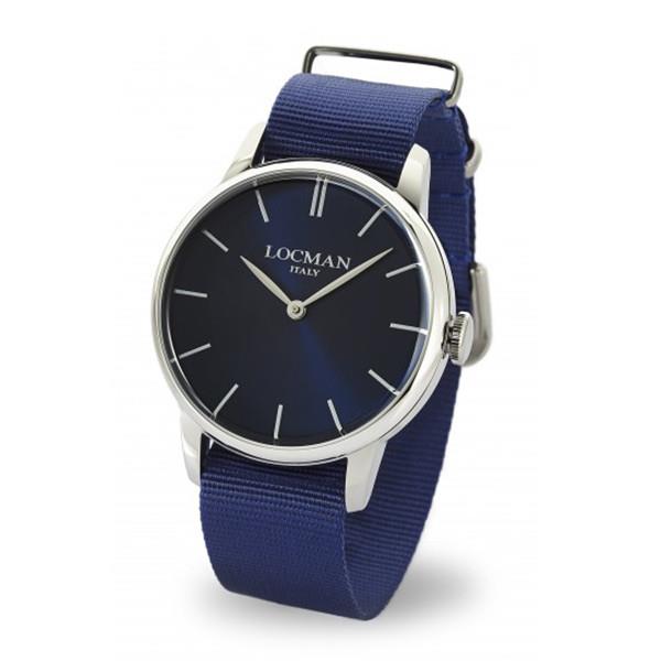 1960 32 MM, CASSA IN ACCIAIO, QUADRANTE E CINTURINO IN TELA DI COLORE BLUE - LOCMAN