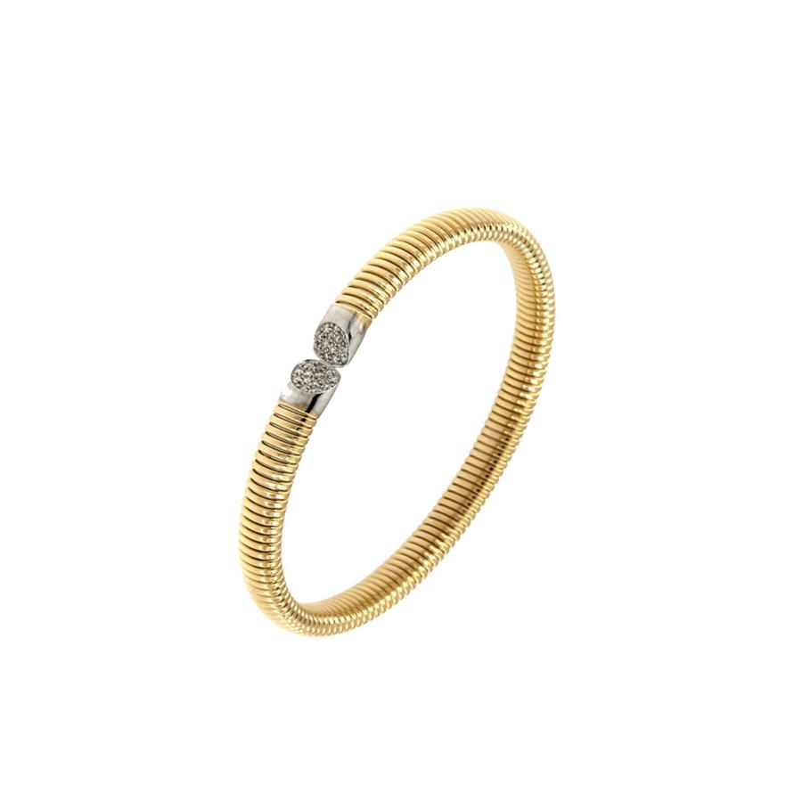 BRACCIALE IN ORO GIALLO MAGLIA TUBOGAS CON FINALI IN ORO BIANCO PAVÈ KT 0.20 - GR 12.90 - ANTORA
