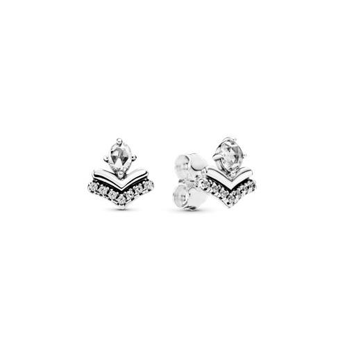 WISHBONE SILVER STUD EARRINGS WITH CLEAR CUBIC ZIRCONIA - PANDORA