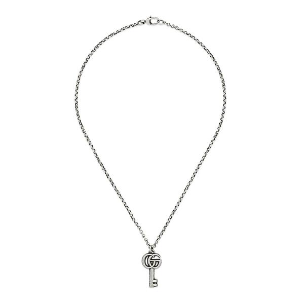 COLLANA GG MARMONT 50CM CON CIONDOLO CHIAVE - ARGENTO INVECCHIATO - GUCCI SILVER JEWELRY