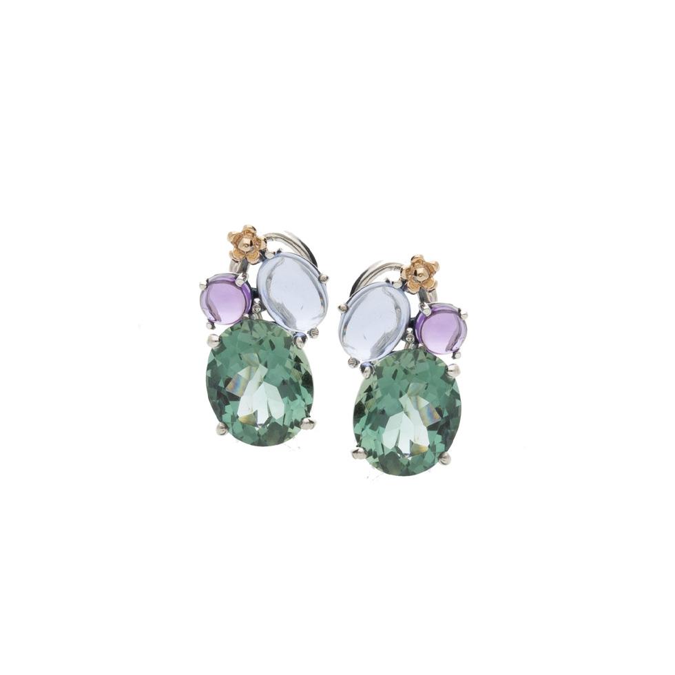 ORECCHINI POSITANO IN ARGENTO E ORO 9 KT - QUARZI IDROTERMALI - DE NOBILI