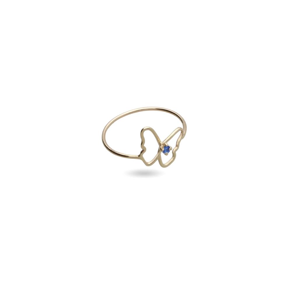 ANELLO FILO D'AMORE ESSENZIALE FARFALLA ORO 9 KT CON ZAFFIRO ROSA 0.027 CT - MIS 14 - RUBINIA