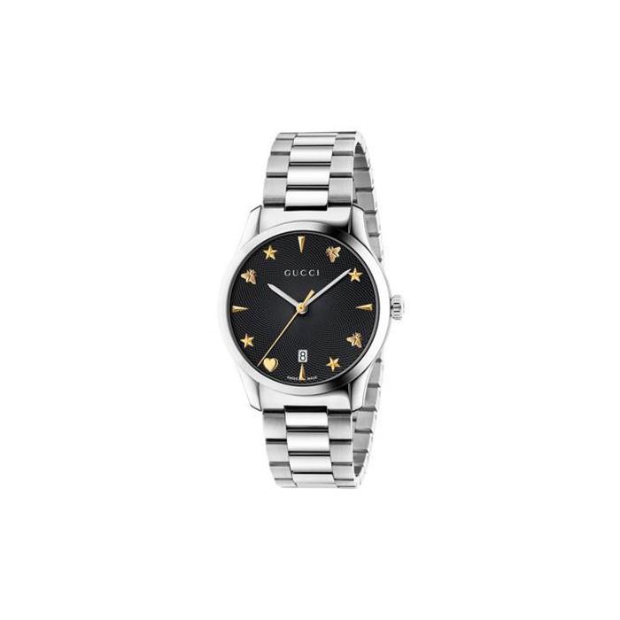 G-TIMELESS ICONIC - CASSA IN ACCIAIO, QUADRANTE NERO GUILLOCH&Eacute;, BRACCIALE IN ACCIAIO - GUCCI TIMEPIECES