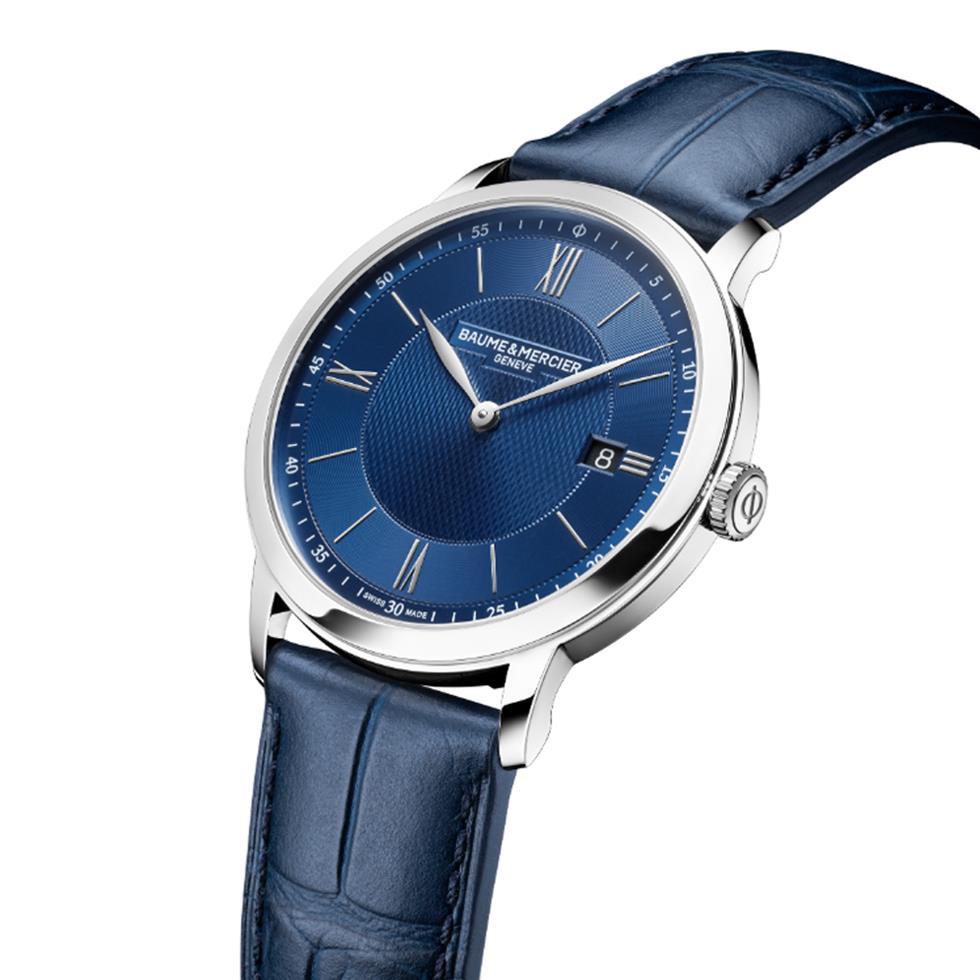 CLASSIMA 2026 ACCIAIO SOLO TEMPO QUARZO CINTURINO PELLE QUADRANTE BLU - BAUME & MERCIER