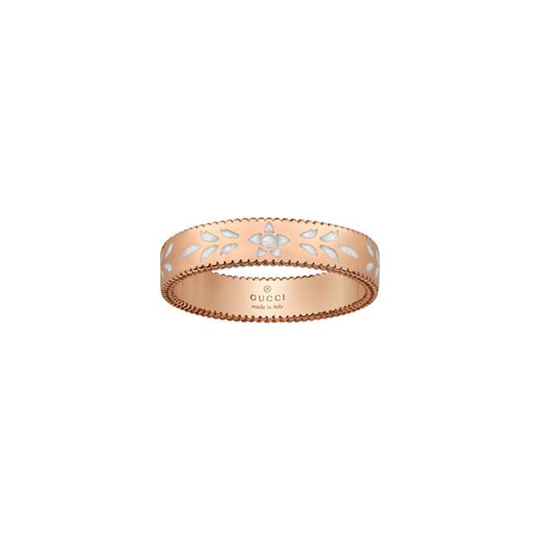 ANELLO ICON FIORI SMALTATI 4 MM ORO ROSA MIS 14 - GUCCI FINE JEWELRY