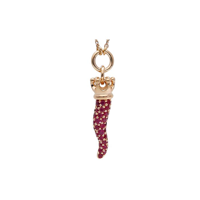 COLLANA CORNETTO ORO ROSA RUBINI CT 0.32 - SONGA LJ