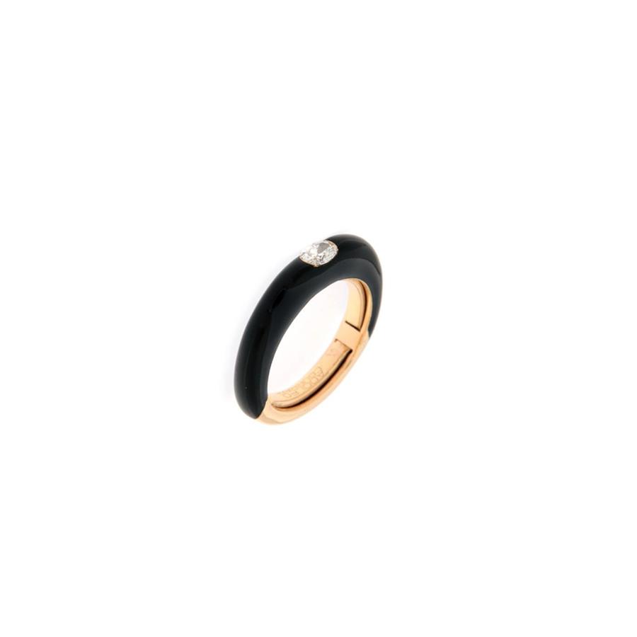 ANELLO IN ORO G 7,35 SMALTO NERO - DIAMANTI CTS 0,25 - TITANIO G 0,01 - ADOLFO COURRIER