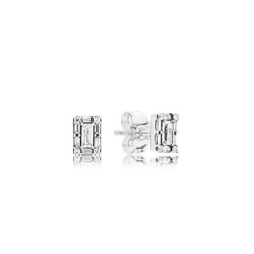 ICE CUBE SILVER STUD EARRINGS WITH CLEAR CUBIC ZIRCONIA - PANDORA