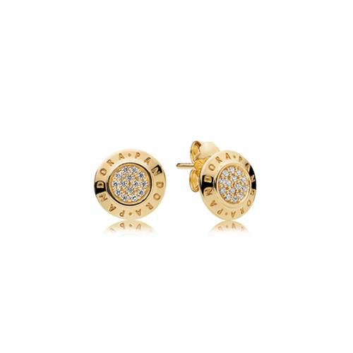 PANDORA SHINE LOGO STUD EARRINGS WITH CLEAR CUBIC ZIRCONIA - PANDORA
