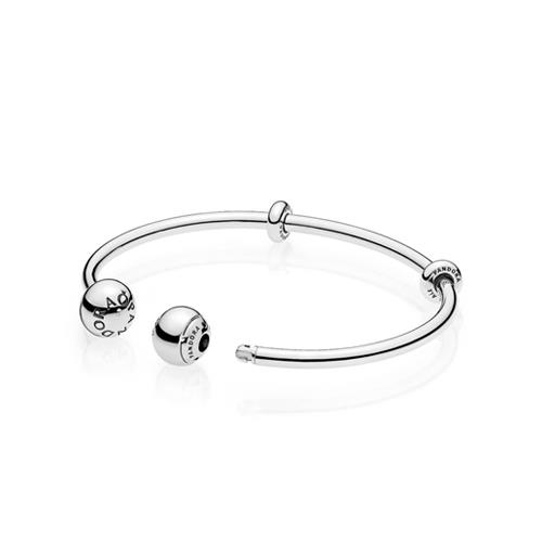 BRACCIALE RIGIDO APERTO IN ARGENTO CON DISTANZIATORI E CHIUSURA INTERCAMBIABILE IN ARGENTO - PANDORA