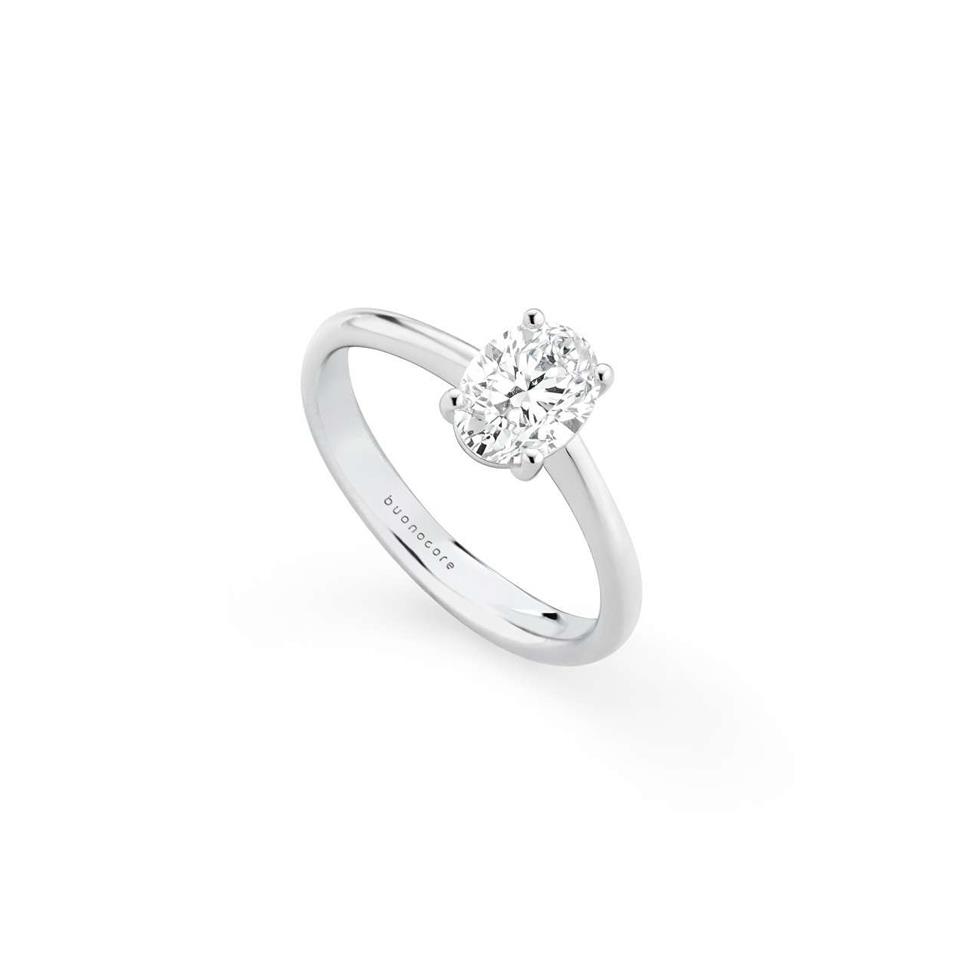 ANELLO SOLITARIO "PROMISE" IN ORO BIANCO CON DIAMANTE TAGLIO OVALE CT 0.50 - GR 3.40 - BUONOCORE