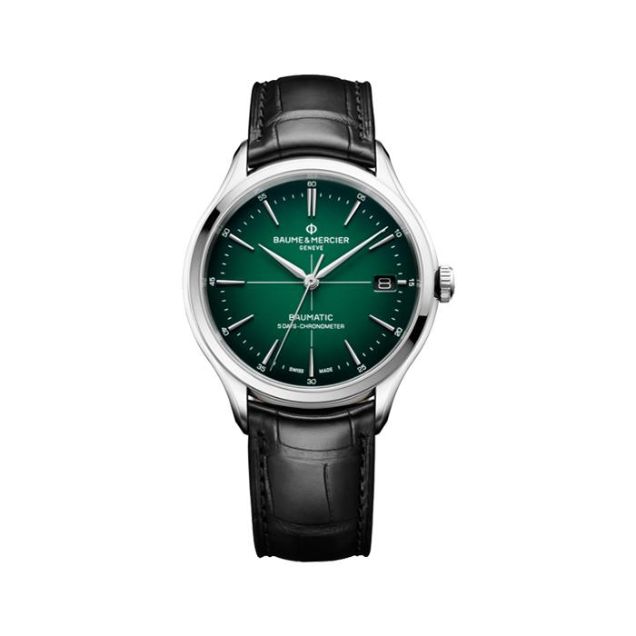 CLIFTON BAUMATIC QUADRANTE VERDE CINTURINO NERO ALLIGATORE - BAUME & MERCIER