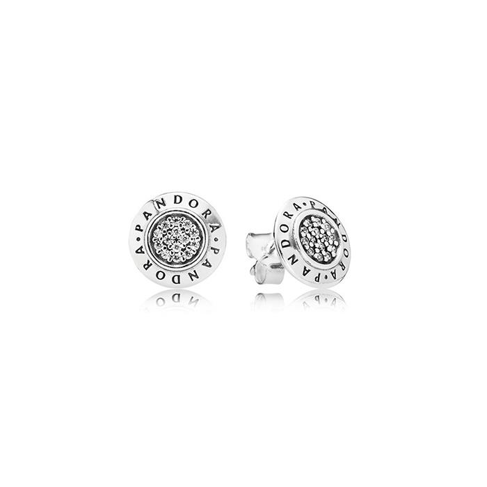 PANDORA LOGO SILVER STUD EARRINGS WITH CUBIC ZIRCONIA - PANDORA