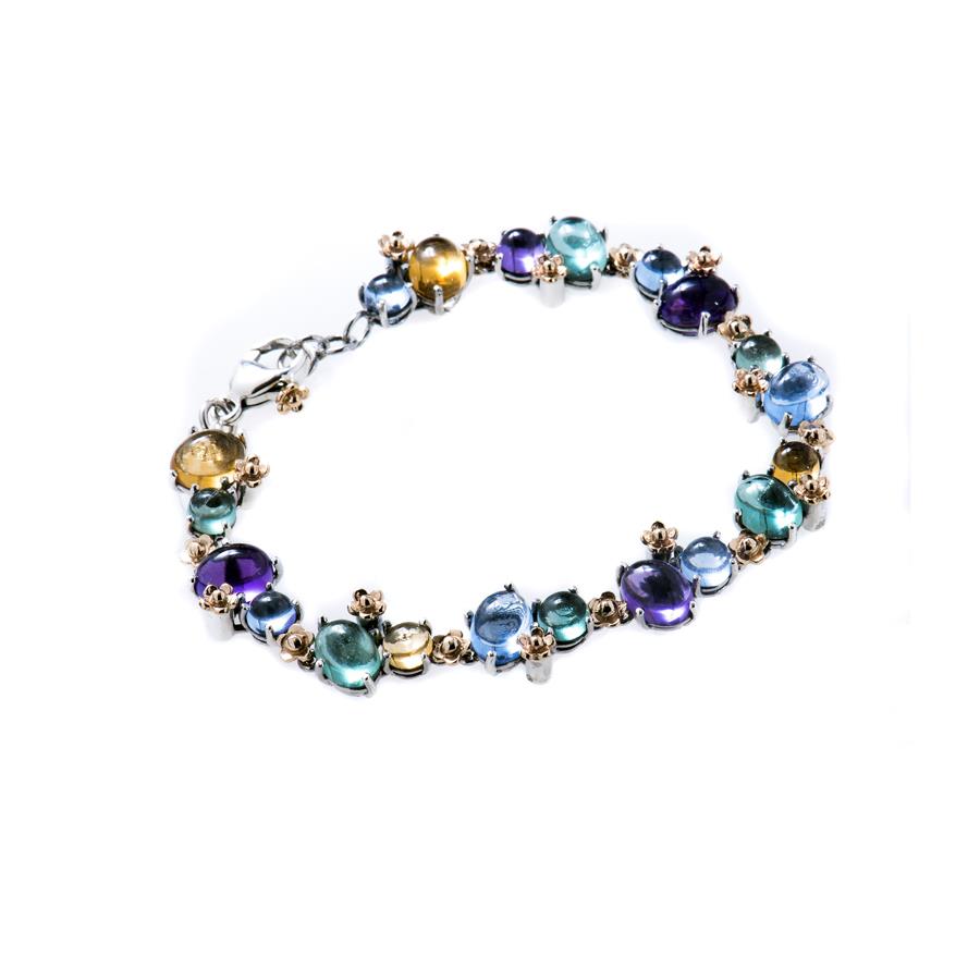 POSITANO - BRACCIALE IN ARGENTO, ORO 9 KT E QUARZI IDROTERMALI - DE NOBILI
