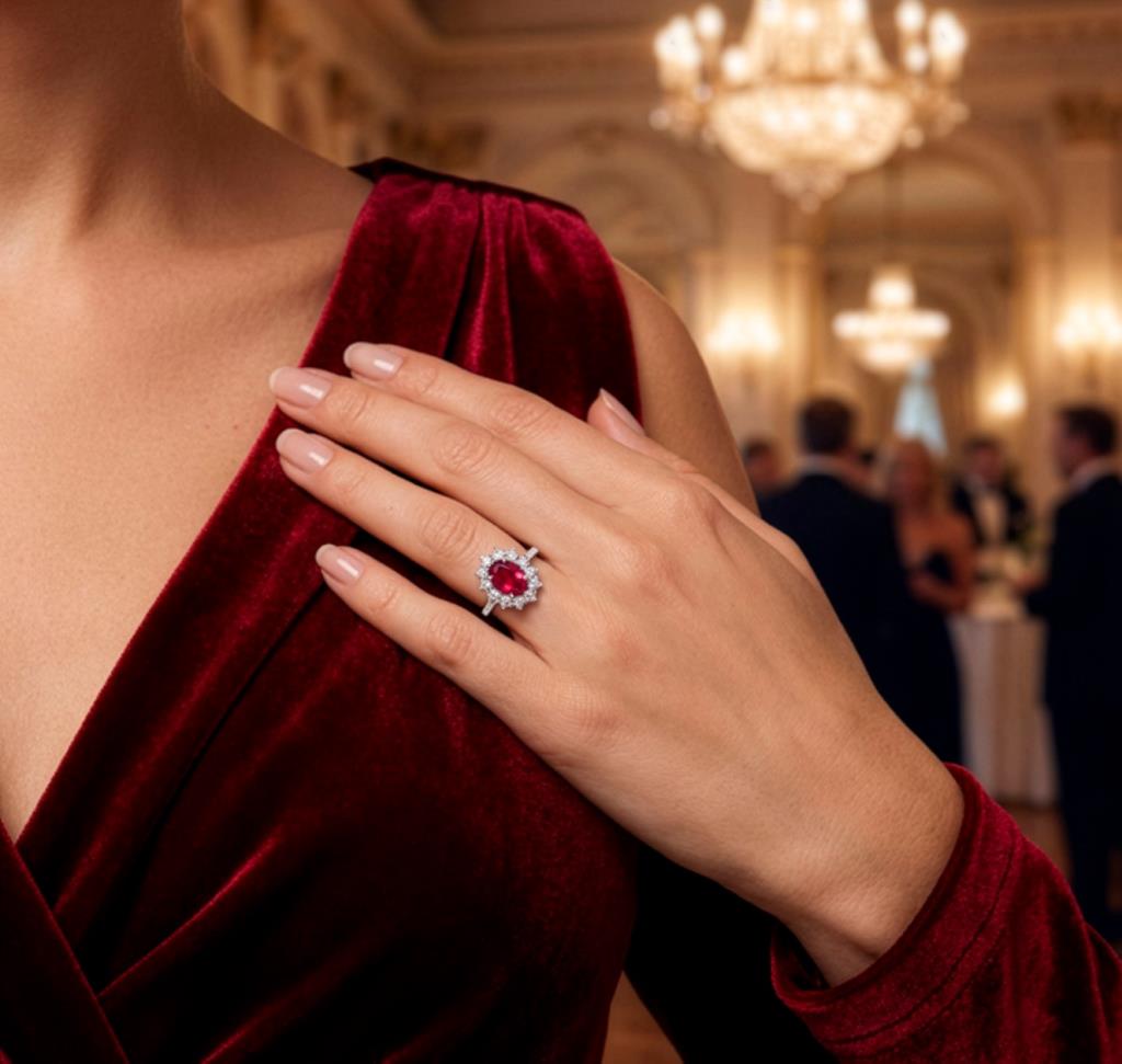 ANELLO GIRO CLASSICO CON RUBINO- RUB. 1.38 - BRIL 0.30 GVS - GR 3.30 - GIORGIO VISCONTI