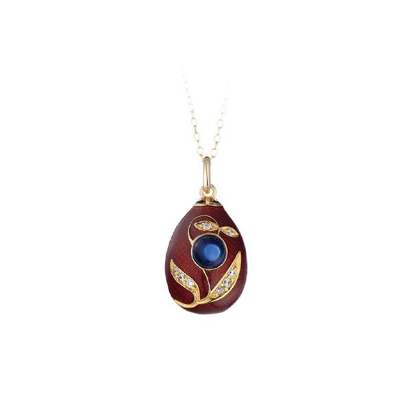 CIONDOLO 2 CM - SMALTO ROSSO CABOCHON BLUE - TSARS COLLECTION
