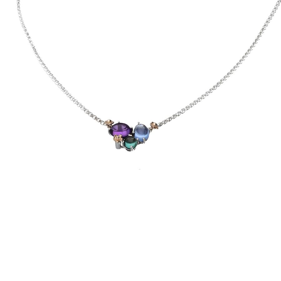 COLLANA POSITANO ARG & ORO 9KT CON QUARZI IDROTERMALI  - DE NOBILI