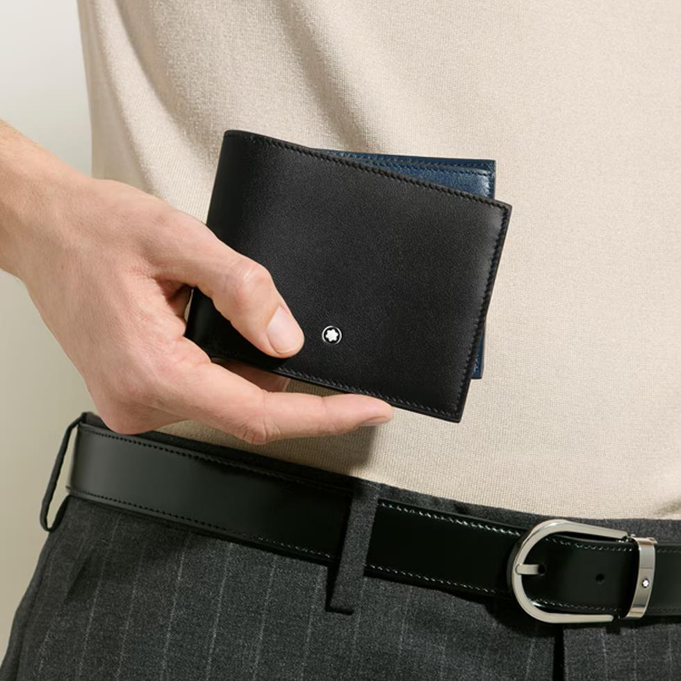 MEISTERST&Uuml;CK PORTAFOGLI 6CC NERO/BLU - MONTBLANC