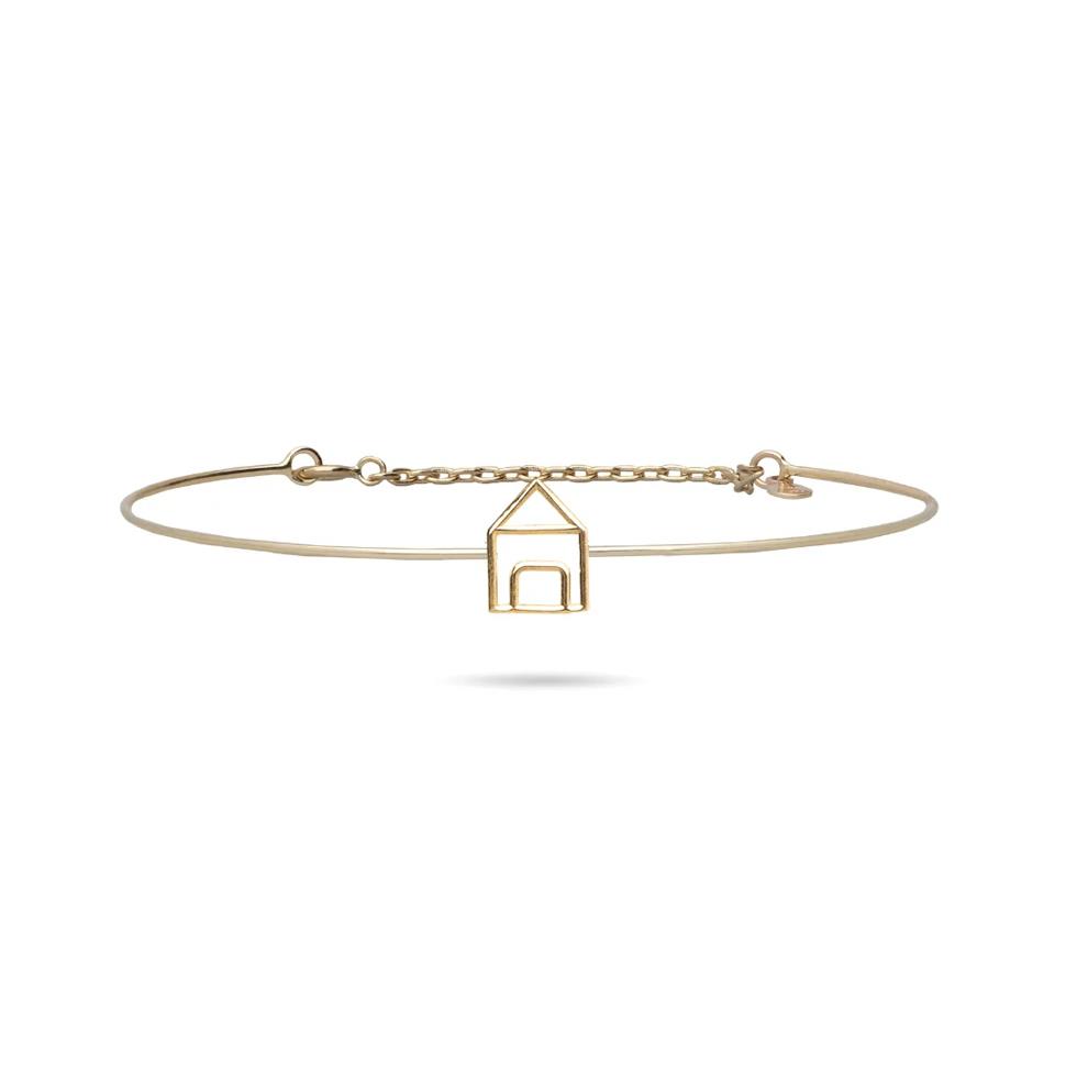 BRACCIALE FILO D'AMORE  ESSENZIALE CASETTA ORO 9 KT - NO CHIUSURA - RUBINIA