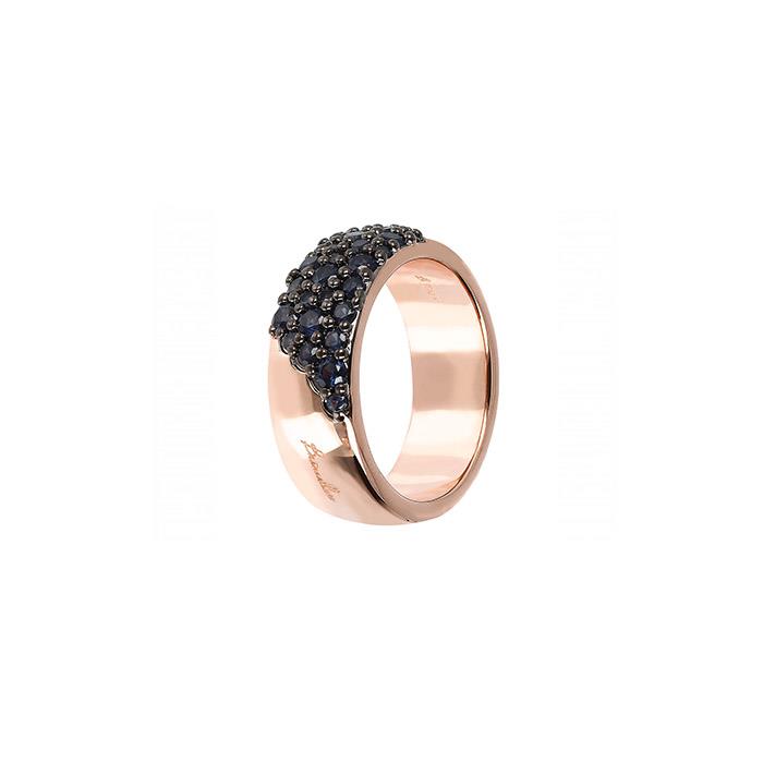 ANELLO FASCIA CON PIETRE BLU -  MIS 16 - BRONZALLURE